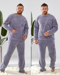 Ночные пижамы мужские БАТАЛ (серый) оптом Турция 08146295 5239-16