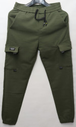 Спортивные штаны мужские на флисе (khaki) оптом 46387019 01-3