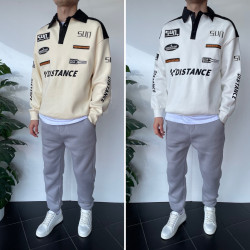 Худі чоловічі на флісі (молочний) оптом THREE BLACK