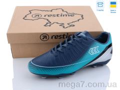 Футбольная обувь, Restime оптом DM023027-2 navy-cyan