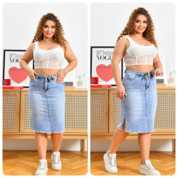 Юбки джинсовые женские БАТАЛ оптом LADY JEANS 02691437 1601-1