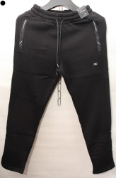 Спортивные штаны мужские на флисе (черный) оптом 78354291 02-23