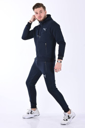 Спортивные костюмы мужские на флисе (темно-синий) оптом Турция 07536829 02-5