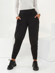 Спортивные штаны женские БАТАЛ (черный) оптом 54027361 2264-5