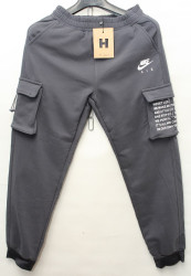 Спортивные штаны мужские на флисе (серый) оптом 83147920 91002-17