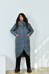 Куртки зимние женские БАТАЛ (серый) оптом 91628057 850-7