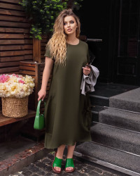 Сукні жіночі БАТАЛ (2-ка) (хакі) оптом 