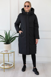 Куртки зимние женские БАТАЛ (black) оптом 12376089 065-19