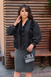 Блузки жіночі БАТАЛ (чорний) оптом BELUZA