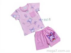 Костюм, Kids-modnik оптом 261920 комплект футболка-шорти т.рожевий