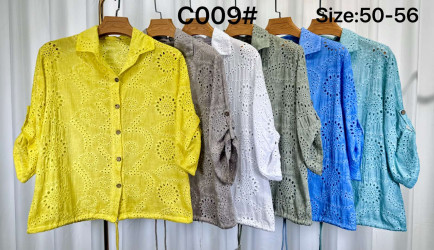 Рубашки женские БАТАЛ (желтый) оптом 83925674 C009-13