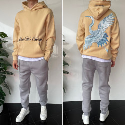 Худі чоловічі на флісі оптом THREE BLACK 