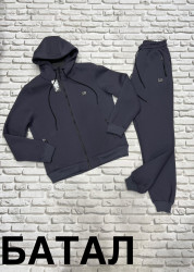 Спортивные костюмы мужские БАТАЛ на флисе (серый) оптом Турция 14375209 F5009-3