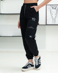 Спортивные штаны женские (черный) оптом 82079461 Б-71-22