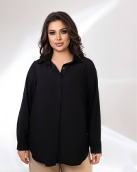 Рубашки женские БАТАЛ (черный) оптом Окси 13907645 370-8