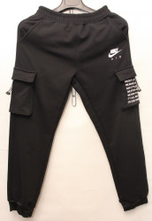Спортивные штаны мужские на флисе (черный) оптом 48019275 91002-20