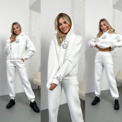 Спортивные костюмы женские на флисе (белый) оптом  08925743 301-7