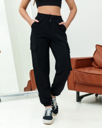Спортивные штаны женские (черный) оптом 78625130 Б-68-10