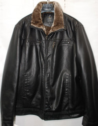 Куртки кожзам мужские FUDIAO БАТАЛ на меху (brown) оптом 69508427 168-1-42