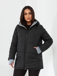 Куртки зимние женские БАТАЛ (черный) оптом 32675148 057-3