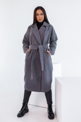 Пальто женские БАТАЛ (серый) оптом 07536241 249-11