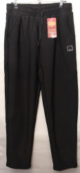 Спортивные штаны женские БАТАЛ на меху (черный) оптом 53901764 SY2063-6