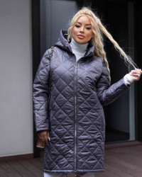 Куртки зимние женские БАТАЛ (graphite) оптом 41608239 841-10