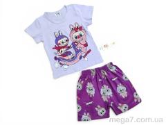 Костюм, Kids-modnik оптом 2619-1 комплект футболка-шорти бузковий