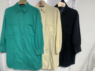 Рубашки джинсовые женские (зеленый) оптом 84613709 103001-1