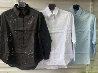 Рубашки женские (белый) оптом 97053628 001-208