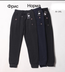 Спортивные штаны мужские на флисе (синий) оптом 50427189 05-21