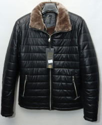 Куртки зимние кожзам мужские FUDIAO на меху (black) оптом 02651738 5077-48