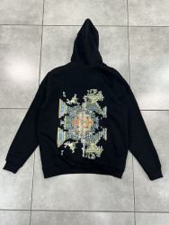 Худі чоловічі на флісі оптом THREE BLACK 