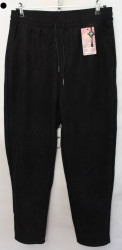 Спортивные штаны женские БАТАЛ на меху (black) оптом 08249651 2036-64