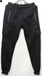Спортивные штаны мужские на флисе (черный) оптом 61592437 02-14