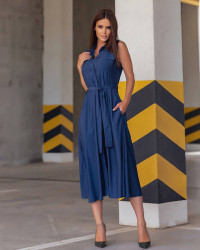 Платья-рубашки женские БАТАЛ (темно-синий) оптом MILANI AND MILEDI 83615709 0266-15