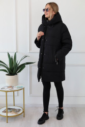Куртки зимние женские БАТАЛ (черный) оптом Китай 25481703 0637-27