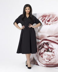 Платья-пиджаки женские БАТАЛ (черный) оптом 08263197 345-1