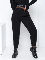 Спортивные штаны женские на флисе (черный) оптом Alena Golosnaya Турция 35941827 2384-1