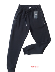 Спортивные штаны мужские с начесом (черный) оптом 37094568 02-7