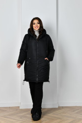 Куртки зимние женские БАТАЛ (черный) оптом 83279410 2304-9