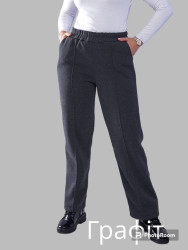 Спортивные штаны женские на флисе БАТАЛ (графит) оптом 17845930 406-1