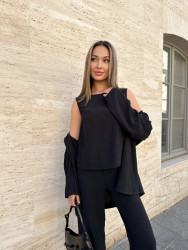 Костюми жіночі БАТАЛ (3-ка) (чорний) оптом 