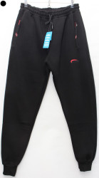 Спортивные штаны мужские БАТАЛ на флисе (black) оптом 18723905 7005-34
