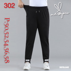 Спортивные штаны женские БАТАЛ (черный) оптом 42097583 302-1