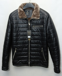 Куртки зимние кожзам мужские FUDIAO на меху (black) оптом 24106895 5022-52