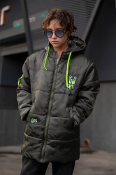 Куртки зимние юниор на флисе (хаки) оптом 80912456 2324-63