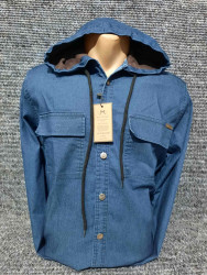 Рубашки джинсовые мужские с капюшоном оптом Турция 93705264 02 -15