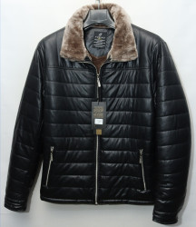 Куртки зимние кожзам мужские FUDIAO на меху (black) оптом 56943027 5066-49