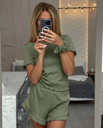 Ночные пижамы женские (хаки) оптом Турция 07913452 523-6